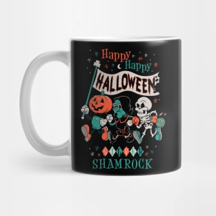 Happy Halloween Vintage Cartoon - Silver Shamrock - Creepy Cute Pumpkin Mug